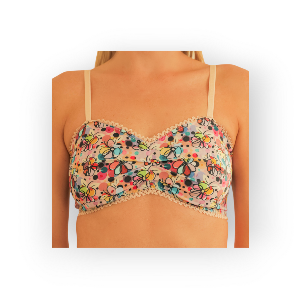 Feel confident and comfortable in our patterned spring floral bralette front view perfect for everyday living. Browse our underwear  collection of Stylish Bralettes and find your perfect style and colourings today.