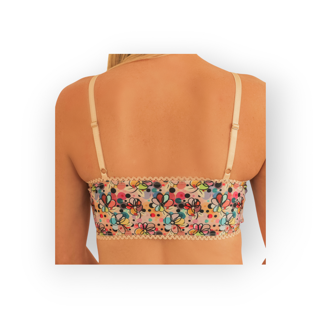 Feel confident and comfortable in our patterned spring floral bralette front view perfect for everyday living. Browse our collection of Stylish Bralettes and find your perfect style and colourings today.