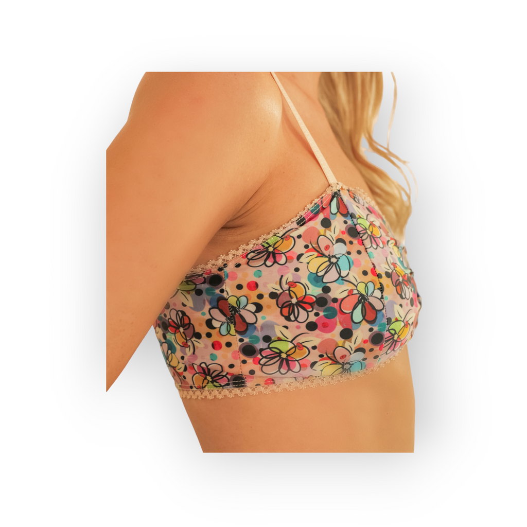 Feel confident and comfortable in our patterned spring floral bralette side viewperfect for everyday living. Browse our underwear collection of Stylish Bralettes and find your perfect style and colourings today.