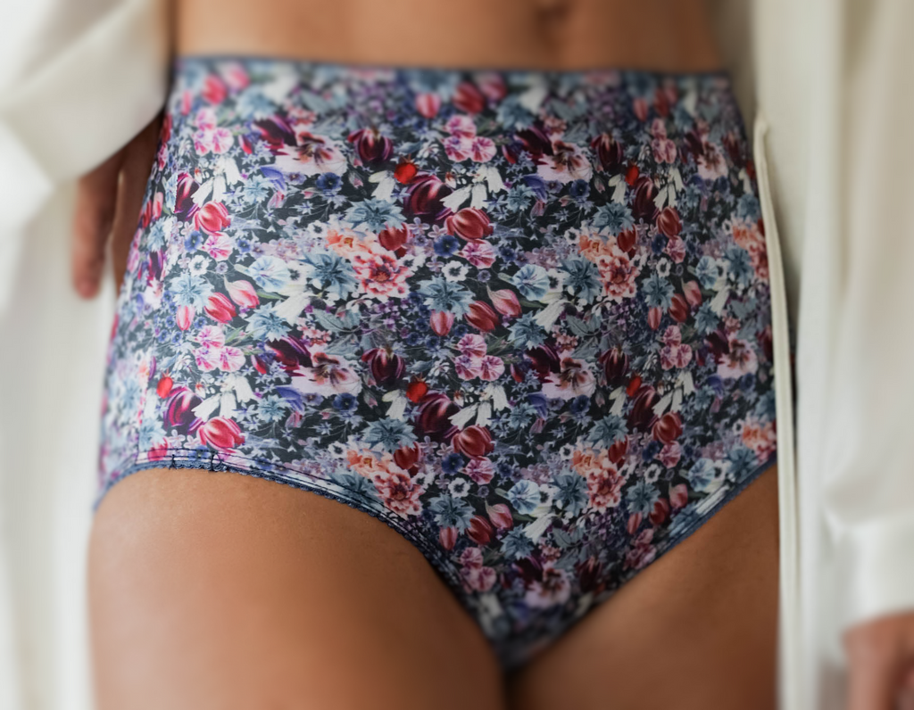Feel confident and comfortable in our bright summer floral patterned  everyday  high briefs with bright florals with matching lace trim- perfect for any activity.  Browse our collection of stylish patterned and  plain  high briefs and underwear and find your perfect fit today.